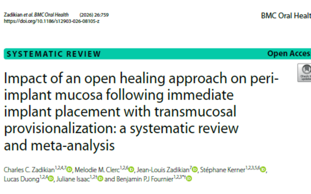New publication – Zadikian et al., BMC Oral Health